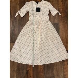 NWT Night Walker Ludlow Off White Dress with Red Polkadots Cottagecore size S